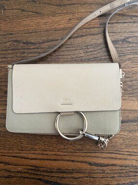 Chloe Small Suede and Calfskin Faye Crossbody Purse, Motty Grey